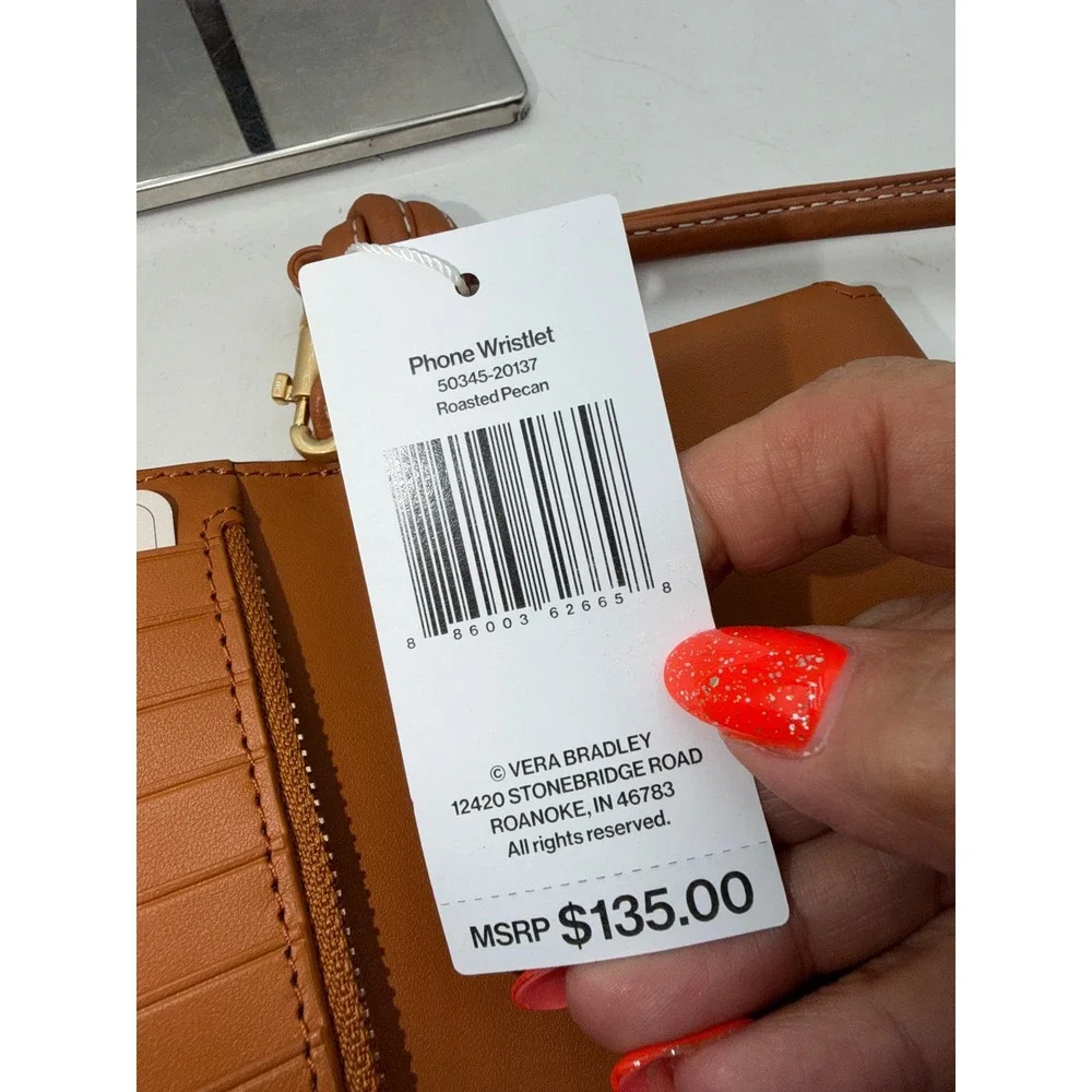 Vera Bradley Roasted Pecan Leather Phone Wristlet Wallet 50345-20137 NEW